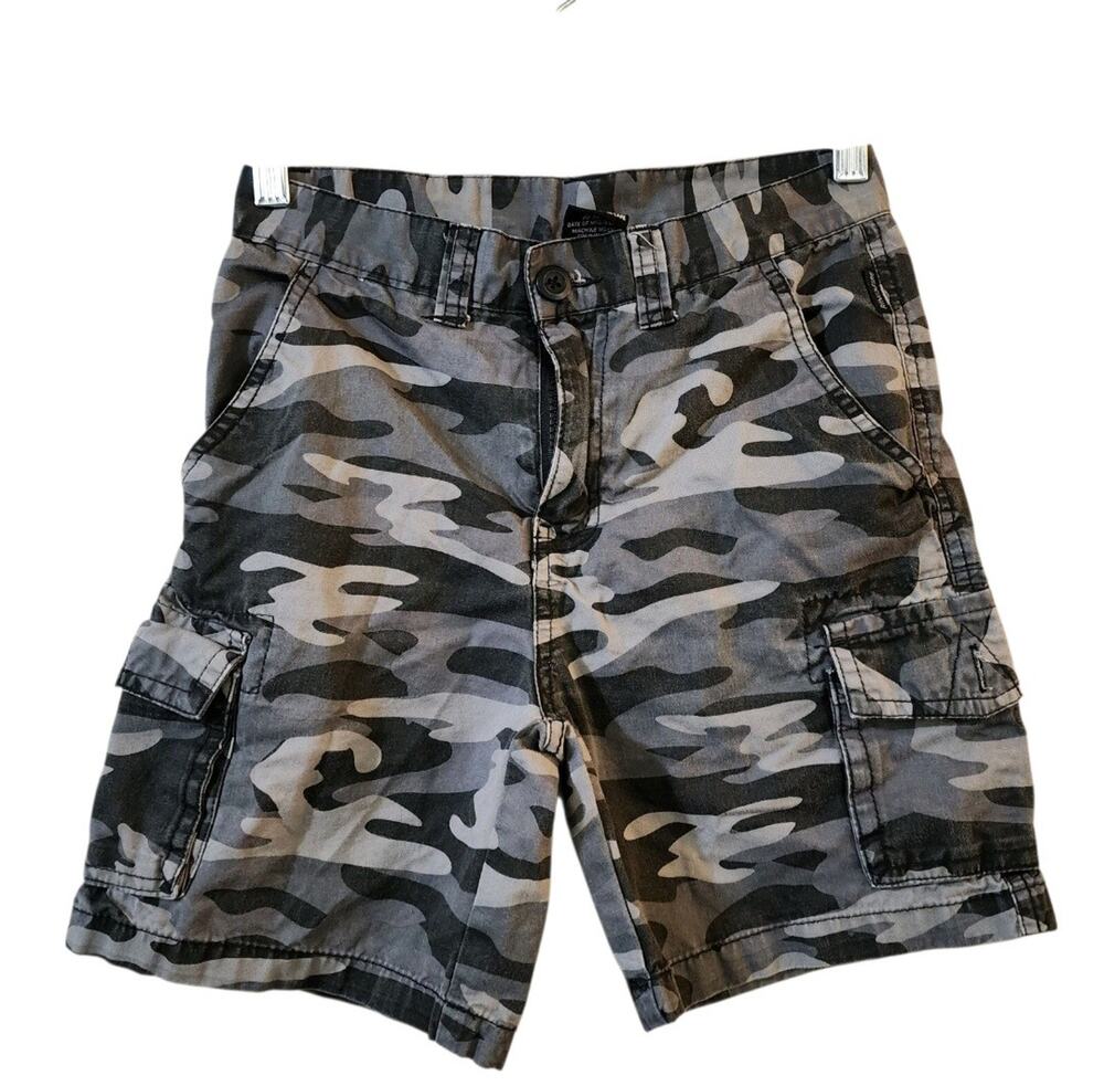 Ring of Fire Boys Cargo Chino Shorts Size 8 Gray Camo Camouflage Khakis